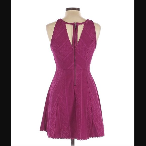 Free People Mini Dress 10 Miss Connections Lace Fuchsia Fit Flare Cocktail Party - Picture 3 of 9